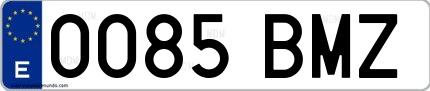Ejemplo de matrícula española 0085 BMZ