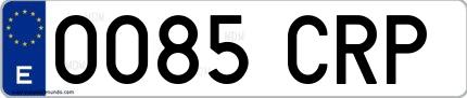 Ejemplo de matrícula española 0085 CRP