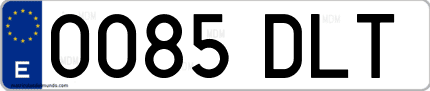 Ejemplo de matrícula de coche ordinaria 0085 DLT