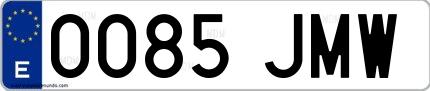 Ejemplo de matrícula española 0085 JMW