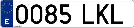 Ejemplo de matrícula española 0085 LKL
