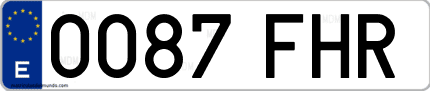 Ejemplo de matrícula de coche ordinaria 0087 FHR