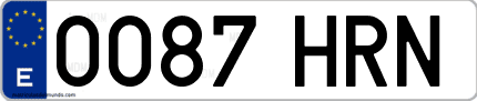 Ejemplo de matrícula de coche ordinaria 0087 HRN