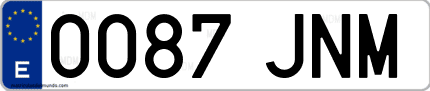Ejemplo de matrícula de coche ordinaria 0087 JNM