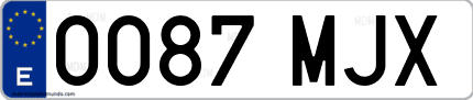 Ejemplo de matrícula de coche ordinaria 0087 MJX