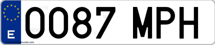 Ejemplo de matrícula de coche ordinaria 0087 MPH