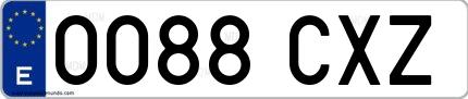 Ejemplo de matrícula española 0088 CXZ