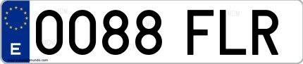 Ejemplo de matrícula española 0088 FLR