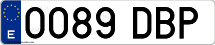 Ejemplo de matrícula de coche ordinaria 0089 DBP