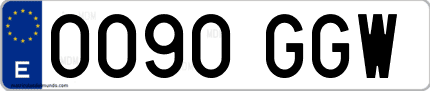 Ejemplo de matrícula de coche ordinaria 0090 GGW