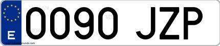 Ejemplo de matrícula española 0090 JZP