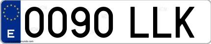 Ejemplo de matrícula española 0090 LLK