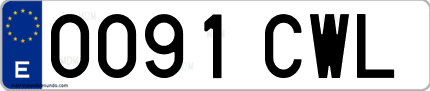 Ejemplo de matrícula de coche ordinaria 0091 CWL
