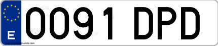 Ejemplo de matrícula de coche ordinaria 0091 DPD