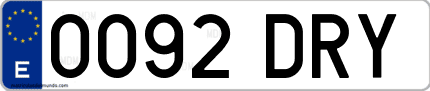 Ejemplo de matrícula de coche ordinaria 0092 DRY