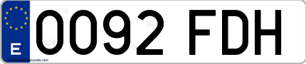 Ejemplo de matrícula de coche ordinaria 0092 FDH