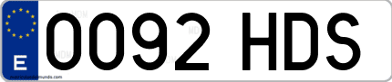 Ejemplo de matrícula de coche ordinaria 0092 HDS