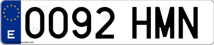 Ejemplo de matrícula de coche ordinaria 0092 HMN