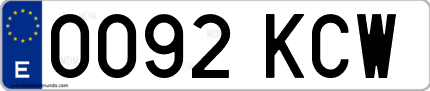 Ejemplo de matrícula de coche ordinaria 0092 KCW