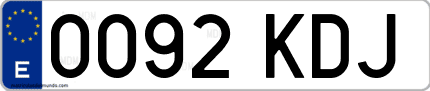 Ejemplo de matrícula de coche ordinaria 0092 KDJ