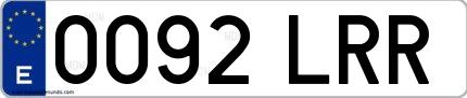 Ejemplo de matrícula española 0092 LRR