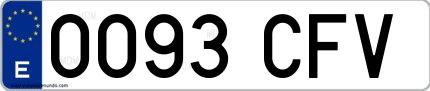 Ejemplo de matrícula española 0093 CFV
