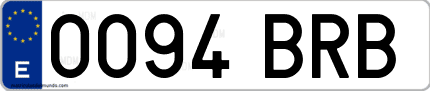 Ejemplo de matrícula de coche ordinaria 0094 BRB