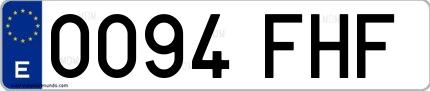 Ejemplo de matrícula española 0094 FHF