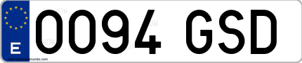 Ejemplo de matrícula de coche ordinaria 0094 GSD