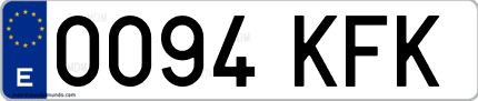 Ejemplo de matrícula de coche ordinaria 0094 KFK