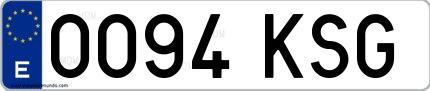 Ejemplo de matrícula española 0094 KSG