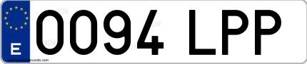 Ejemplo de matrícula española 0094 LPP
