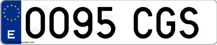 Ejemplo de matrícula de coche ordinaria 0095 CGS