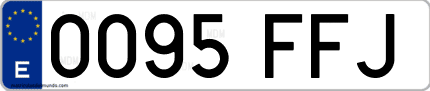 Ejemplo de matrícula de coche ordinaria 0095 FFJ