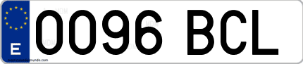Ejemplo de matrícula de coche ordinaria 0096 BCL