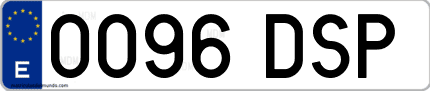 Ejemplo de matrícula de coche ordinaria 0096 DSP