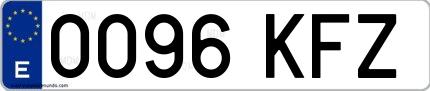 Ejemplo de matrícula española 0096 KFZ
