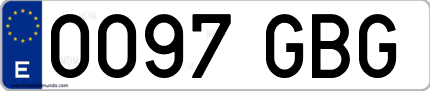 Ejemplo de matrícula de coche ordinaria 0097 GBG