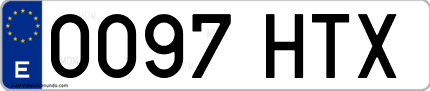 Ejemplo de matrícula de coche ordinaria 0097 HTX
