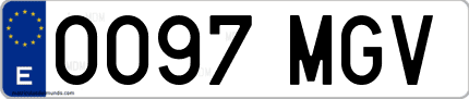 Ejemplo de matrícula de coche ordinaria 0097 MGV