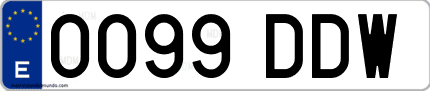 Ejemplo de matrícula de coche ordinaria 0099 DDW