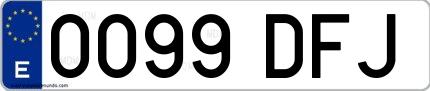 Ejemplo de matrícula española 0099 DFJ