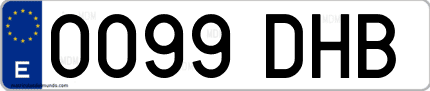 Ejemplo de matrícula de coche ordinaria 0099 DHB