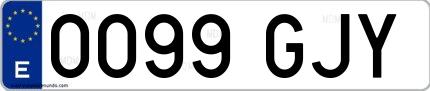Ejemplo de matrícula española 0099 GJY