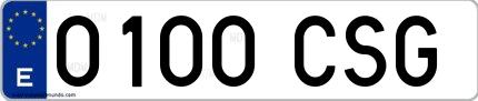 Ejemplo de matrícula española 0100 CSG
