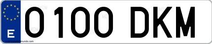 Ejemplo de matrícula española 0100 DKM