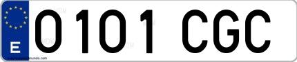 Ejemplo de matrícula española 0101 CGC