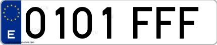 Ejemplo de matrícula española 0101 FFF