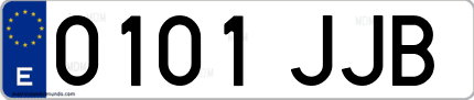 Ejemplo de matrícula de coche ordinaria 0101 JJB