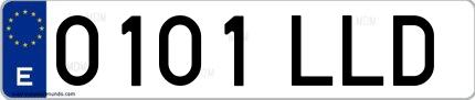 Ejemplo de matrícula española 0101 LLD
